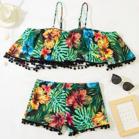 Tropical Pom Pom Bikini Set - Picture 3 of 3